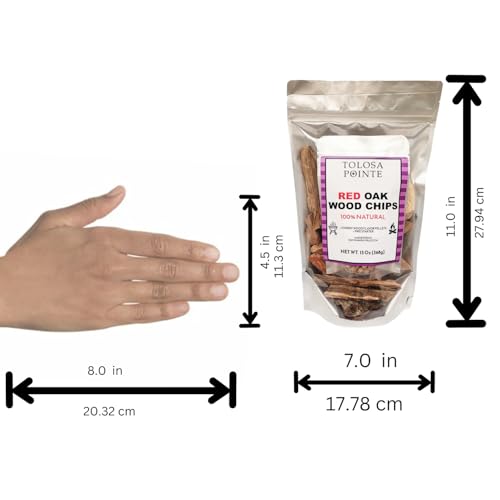 Tolosa Pointe Red Oak Wood Chips, Chunks, Pellets, and Starter for Smoking, Natural Santa Maria Valley Oak - for Tri-Tip, Steaks, Ribs, Chicken, 13 Oz (Pack of 1)