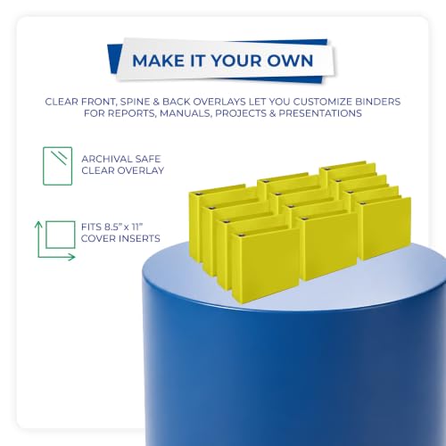 Image of Samsill Durable 3 inch 3 Ring Binder, D Ring Binder, 100% Recycled Chipboard, Yellow, 12 Pack