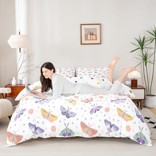 Parure de lit enfant 240x260 housse de couette papillon dessin animé - 4