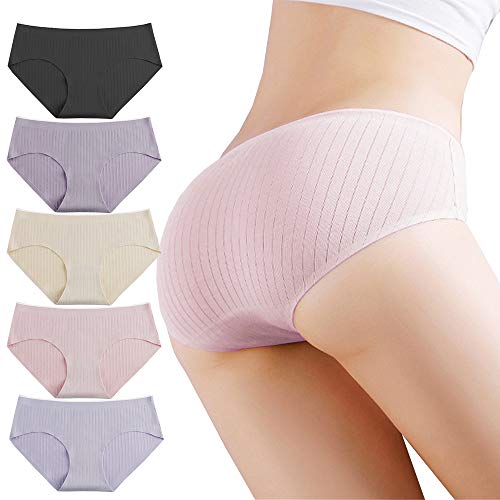 Women's 5 Pack Cotton Panty Breathable Comfortable Briefs Underwear Lingerie Panties-ST104-L