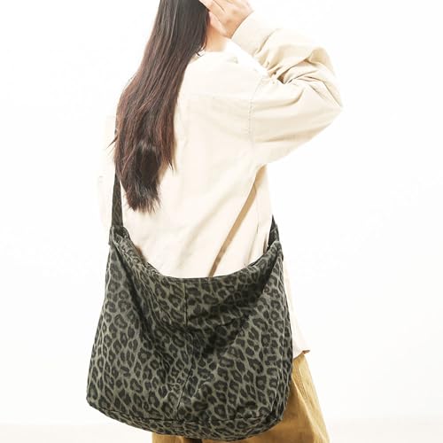 Image of Cotton Tote Handbag Women Canvas Crossbody Beach Bag Hobo Shoulder Tote Bag with 3 External Pocket,Zipper Closure