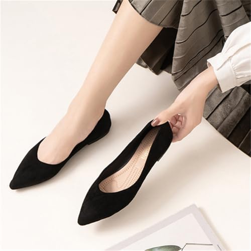Women's Pointed Toe Ballet Flats Comfortable Suede Shoes Loafer Lightweight Casual Flats Faux Suede Work Shoes2
