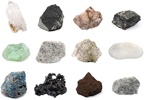 Eisco Rock&Mineral Kit,12 Pieces-Includes Metamorphic,Igneous,Sedimentary Rocks&Minerals-1" Specimens-Great For Geology Classrooms&Basic Field Testing Labs-Tech Cut Rocks By Eisco Labs