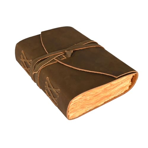 DAFELO® Genuine Leather Vintage Journal with Flap Closure, Cotton Journal Flap Recycled Vintage Deckle Paper Journal For Men and Women, Gift Purpose 6