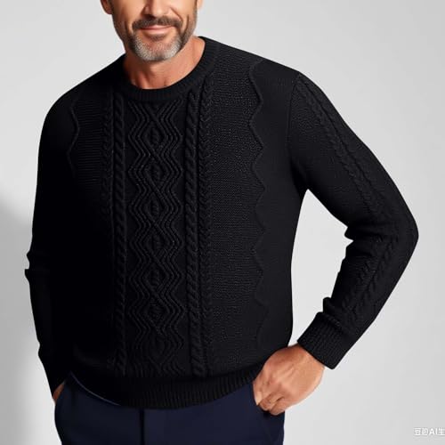 Men's Oversized Sweater Long Sleeve Crew Neck Y2K Slim Fit Basic Casual Jacquard Knitted Pullover Sweaters Top2