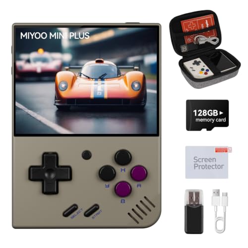 Miyoo Mini Plus, 3.5" HD Screen Retro Game Console, Long Battery Life, Multi-Emulator Support for Classic Retro Games (Gray 128G)