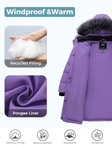 ZSHOW Girls' Winter Coat Warm Long Puffer Jacket with Detachable Hood3