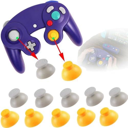 Image of 2Pcs Yellow and Grey Replacement Analogue Analog Sticks Thumbstick for Gamecube Controller for Gamecube NGC Gamecube Controller, Gamecube Accessories