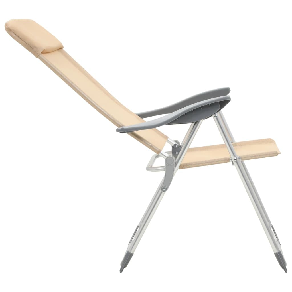 Generico Sedie Pieghevoli da Campeggio 4 pz in Alluminio Crema,Articoli Sportivi,Ricreazione all'aperto,Campeggio e Trekking,Attrezzatura da campeggio-44309