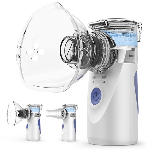Inhalationsgerät, IMDK Tragbares Inhalationsgerät CE-Medizingeprüft - Ultra Leise, erstellbarer Sprühnebel (1-5µm), ≤3,5µm Partikelgröße, Netz- & Akkubetrieb, 3 Maskentypen für Erwachsene und Kinder