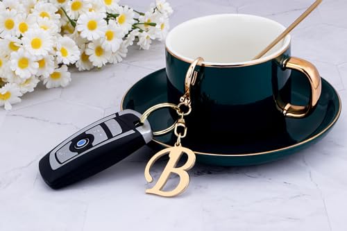 Cute Stainless Steel Gold Initial Letter Keychain for Women Girl, Charms for Key Handbag Backpack Bag, Personalized Gift - Image 3