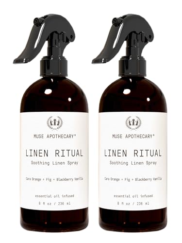 Muse Apothecary Linen Ritual - Aromatic, Soothing, and Relaxing Linen Mist, Laundry and Fabric Spray - Infused with Aromatherapy Essential Oils - 8 oz, Cara Orange + Fig + Blackberry Vanilla, 2 Pack