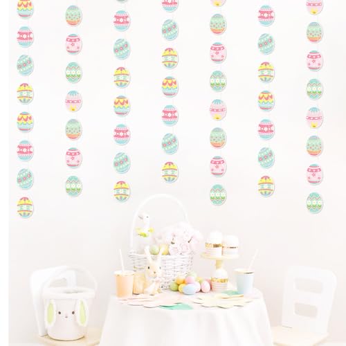 Image of Wall Hanging Decorations Easter Egg Garland - 8pcs Rainbow Easter Streamers Banner Inside Indoor Party Decoration Favors, Spring Home Classroom Office Ceiling Decor Panduola