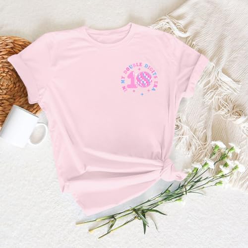 Image of Pairxily in My Double Digits Era Shirt for Girls 10th Cute 10 Year Old Girl Happy Birthday Shirts Gifts Short Sleeve Tops