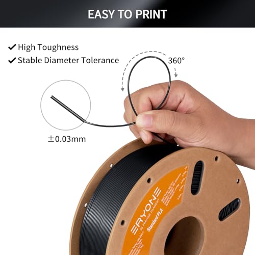 Image of ERYONE PLA Filament 3D Printer PLA Filament 1.75mm + /- 0.03mm, PLA Filament 1KG Cardboard Spool(2.2LBS), Jet Black