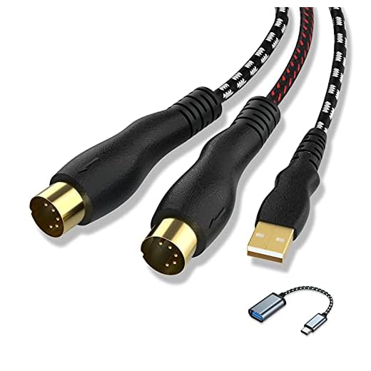 NUOSIYA USB to MIDI Cable 6.5Ft, USB MIDI Interface Adapter,MIDI to USB Cable Converter ​for Music Keyboard Piano to PC Mac Laptop Windows Android