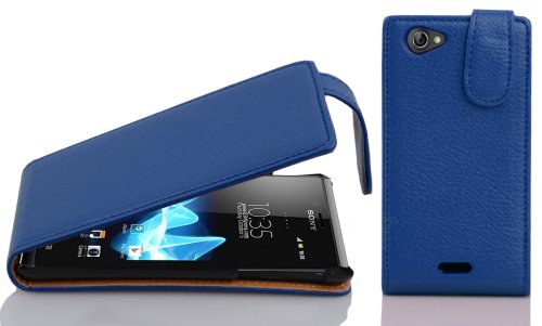 cadorabo Coque pour Sony Xperia J en Bleu CÉLESTE - Housse Protection en Style Flip en Similicuir Structuré - Etui Poche Folio Case Cover