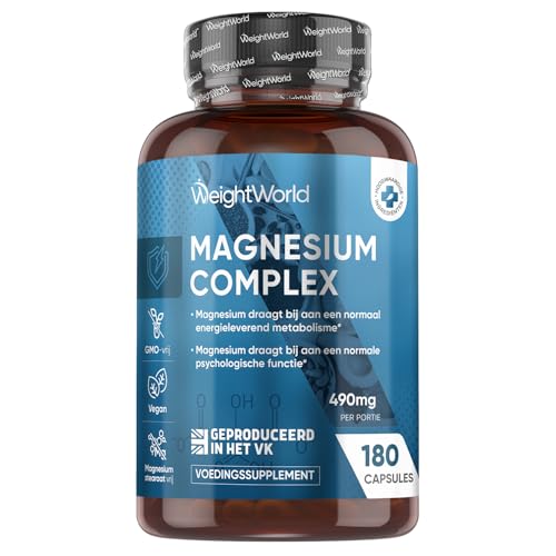 Magnesium Complex - 1700 mg - Met Magnesium Bisglycinaat, Citraat, Malaat en Tauraat - 180 capsules voor 3 maanden voorraad - Vegan - Gemaakt in het Verenigd Koninkrijk - Van WeightWorld