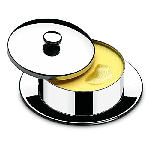 Manteigueira Redonda com Pires 130 g Atina, Brinox, 1406/100, Aço Inox