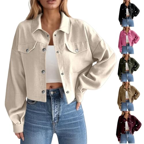 Corduroy Shacket Jacket for Women Long Sleeve Cropped Jacket Button Down Coats Casual Jackets Fall Trendy Blouse4
