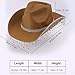 MODODO Fringed Rhinestones Hat for Women Men Fashion Wide Brims Beach Hat Music Festival Straw Hat Bachelorettes Party Hat Khaki