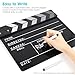 Ribvane Film Directors Clapboard, Move Slate Photography Video TV Cut Action Scene Acrylic Clapper Board Props with a Magnetic Blackboard Eraser, Two Custom Pens, Cleaning Cloth and Hex Wrench (Black)