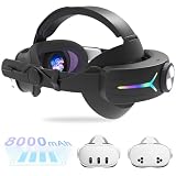 RGB Light Fast-Charging Battery Head Strap for Meta Quest 3/3S – Extends 4-6 Hours Playtime, Elite Replacement Strap with Enhanced Support & Comfortable Fit – Adjustable VR Headset Accessory_Black -  MTomatoVR