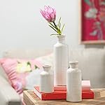 Sullivans White Ceramic Vase Set, Farmhouse Decor, Home Decorative Vase, Vases For Your Kitchen, Bedroom, Office, Living Room, Bathroom, & Shelf Centerpiece Table Decorations (CM2333) - Image 4