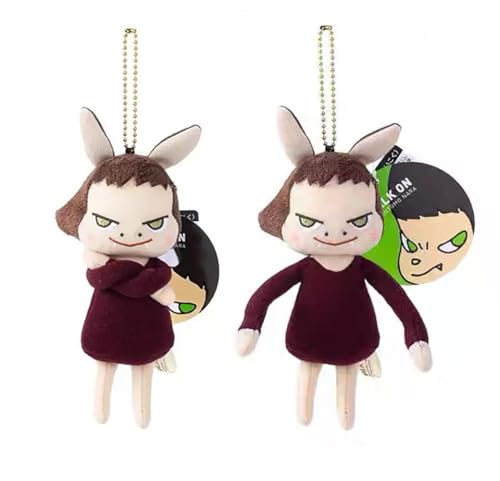 Yoshitomo Nara Plush Keychain Kawaii Backpacks Purse Charm Pendant - Cute Bag Charms Gifts for Women Girls Decoration for Handbags Car Keys | Birthday Goodie Bag