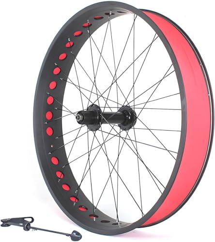 Rueda Delantera De Bicicleta Gorda De 26 Pulgadas 4.0/4.9 '' Neumático Rueda Trasera De Bicicleta De Nieve Juego De Ruedas De Aleación De Aluminio para Bicicleta, Black, 26in Rear