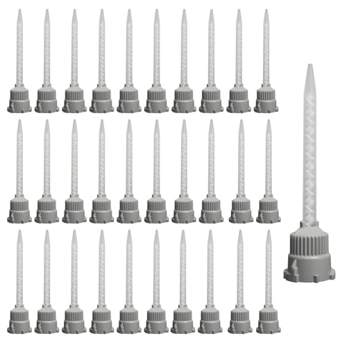 WestCH 30 boquillas estáticas mezcladoras, adhesivo 1:1, mezclador, boquillas de mezcla estáticas, gel de sílice, boquilla de mezcla de pegamento plástico para pistola adhesiva 2K AB (gris)