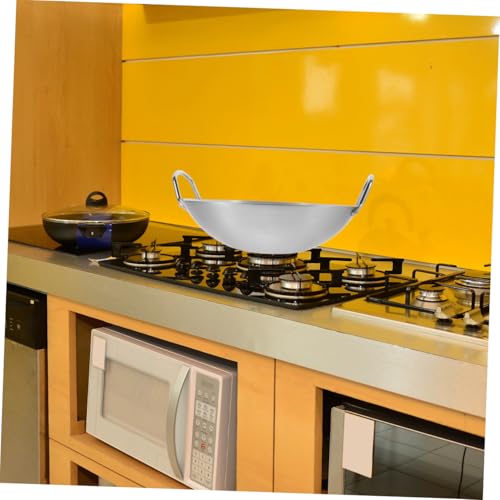 Wok de acero inoxidable PRETYZOOM 32 cm con doble mango miniatura 5