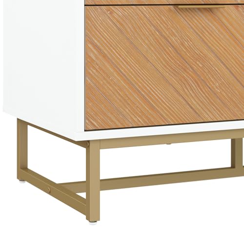 Image of Nathan James Enloe Boho 3-Drawer Dresser for Bedroom, Wood Dresser with Deep Drawers, Metal Legs and Drawer Pulls, White