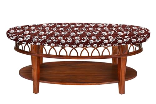Image of The Furnishing Tree Elastic Oval Center Table Cover WxL 30x48 in Inches Polyester Floral Pattern Magenta