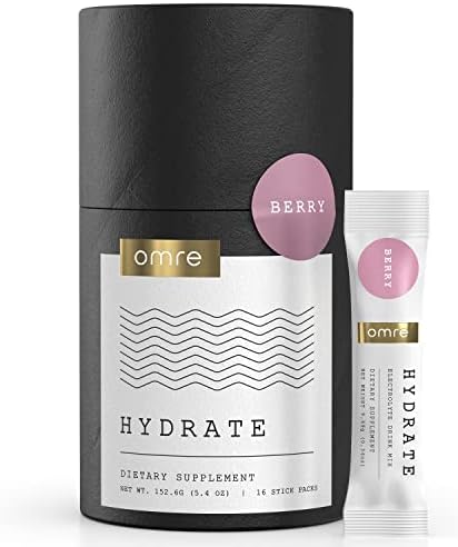 Omre Electrolytes Powder Hydration Packets | Gluten-Free Electrolyte Drink Mix for Dehydration Relief & Rapid Rehydration | No Artificial Sweeteners, Made in USA, 16 Count Per Tube Box (Berry Flavor)