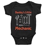 GKrepps Daddy's Little Mechanic Baby Boy Girl Clothes Newborn Organic Bodysuit Romper Black