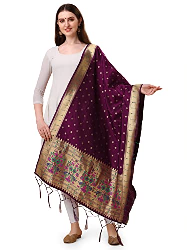 Image of DEVANGI Women's Woven Banarasi Silk Dupatta /Chunni For Women, Floral Print 1 Meter Wide and 2.3 Meter Length Printed Designer Dupatta /Chunni For Girls