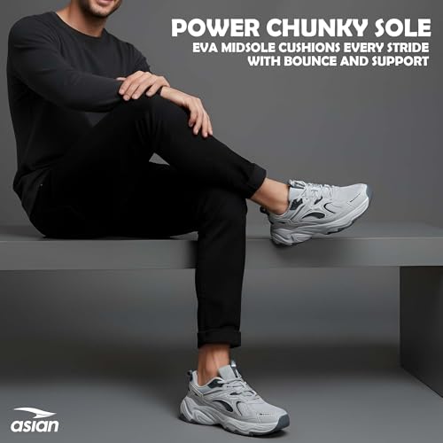 Image of ASIAN Dominator-04 Sneakers for Men | Chunky Stylish Shoes with Premium Comfort, High Grip, Memory Foam Sole & Trendy Design | Ideal, Gym & Travel