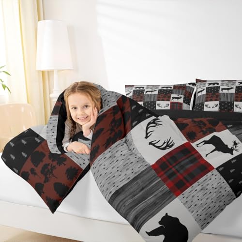 Image of Feelyou Moose Bedding Set Toddler Size 3 Piece for Boys Girls Women Men