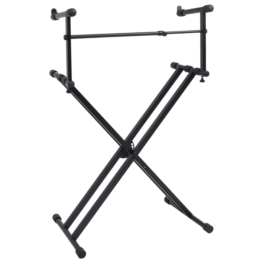 Soporte para teclado con doble punta, marco en X, color negro, para instrumentos musicales, altura ajustable, plegable, estable, ahorra espacio, adecuado para teclado, guitarra, bajo, ukelele
