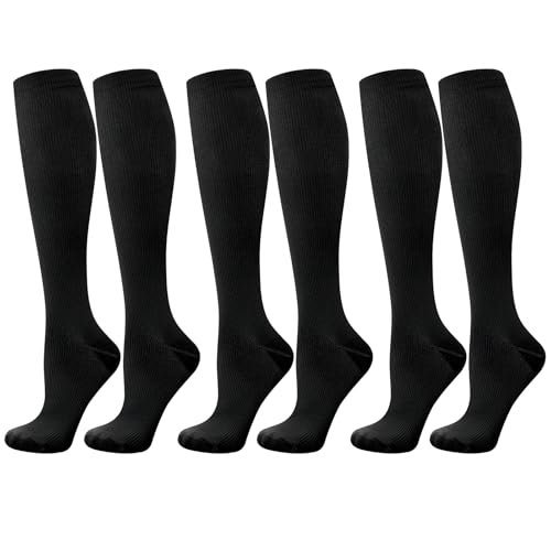 3 Paare Kompressionsstrümpfe, Compression Socks stützstrumpf 15-25Mmhg Reisestrümpfe Kompressionssocken für Damen Herren Laufen, Sport, Flug, Reisen, 35-38