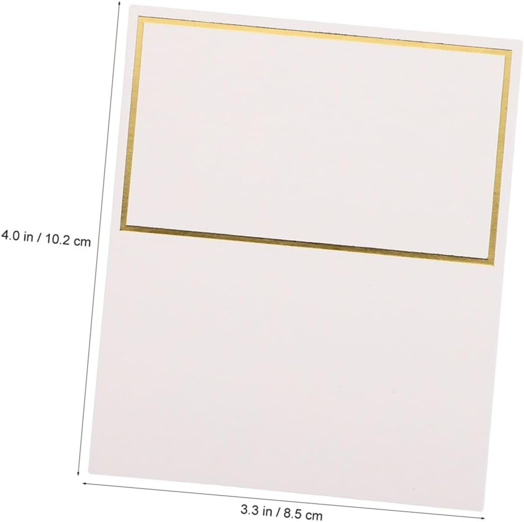 LABRIMP 200pcs Elegant Place Cards Gold Foil Frame Blank Fillable Name Cards for Table Setting for Weddings Parties and Events Rustic Decor