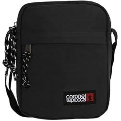 Coronel Tapiocca Bolso para Hombre Bolso Bandolera Urban Casual con Solapa Bolsillos y Cremallera Denim 17.5x22x5.5 cm Negro