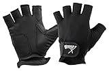XDrum DGL-0F Schlagzeug Handschuhe Größe L - Drummer Handschuhe für Herren - Mit abgeschnittenen Fingern - aus weichem Leder - Mesh Außenseite - Schwarz