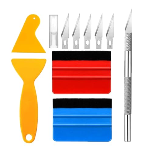 SGERUFZ Lot de 10 raclettes pour film de fenêtre et film de voiture Kit de raclette avec bord en feutre