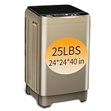 KRIB BLING Full Automatic Washing Machine with LED Display, 25 lbs Portable Washer Drain Pump, 8 Programs & 8 Water Levels Selections, Ideal for Camping, Apartment, Dorm, Gold
