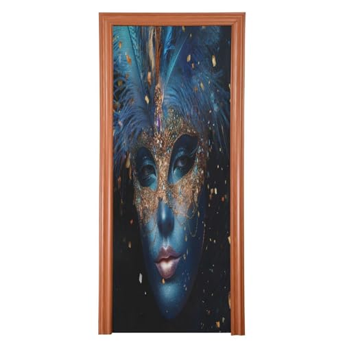 FLildon Mardi Gras Masquerade Mask Door Cover Decoration, Party Accessory Porch Decor for Festive Ornament Room Door Covers 36 x 98 Inch