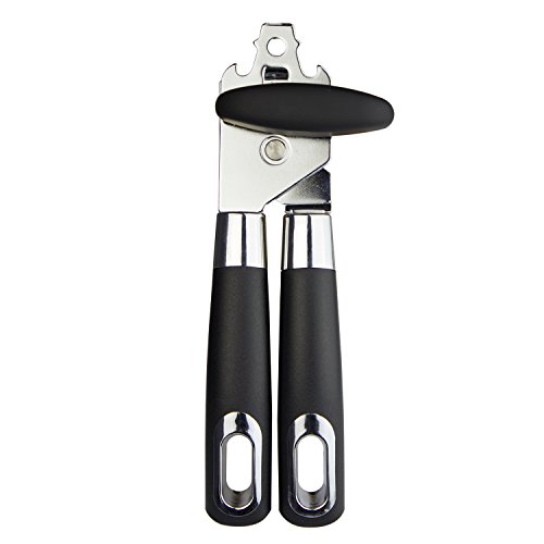 Zzolee 3 In 1 Dosenöffner Manuell Büchsenöffner Deckelöffner,Sicherheits Kapselheber Edelstahl Edelstahlöffner,Glatte Kante Flaschenöffner mit Rutschfest Griff und Ergonomischer Drehknopf (schwarz) Cover