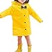 Taiduosheng Age 2~10 Kids Hooded button down Jacket Rain Raincoat With bow Cover Long Rainwear, Yellow, 2XL