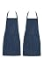 Chama 65%Polyester 35%Cotton Blue Pinstripes Adjustable Neck Strap Long Tie 2 Pockets Bib Apron For Men,Women Chef Baker Cooking Craft Garden Half Aprons for Servers Craftsmen --2 Pack (Blue)
